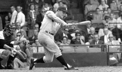 Roger Maris of the Yankees breaks Babe Ruth’s single season home run record