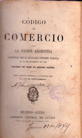 Sancion del Codigo de Comercio