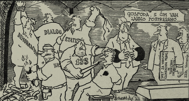 Protest pred ljubljansko univerzo konec 80. let