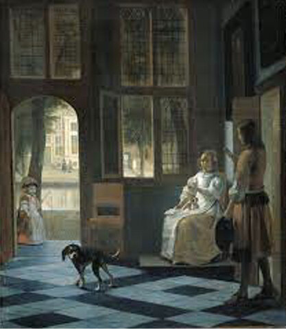 Pieter de Hooch: Het aanreiken van een brief in een voorhuis