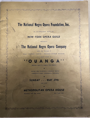 National Negro Opera Company: First outside Black Company at Met