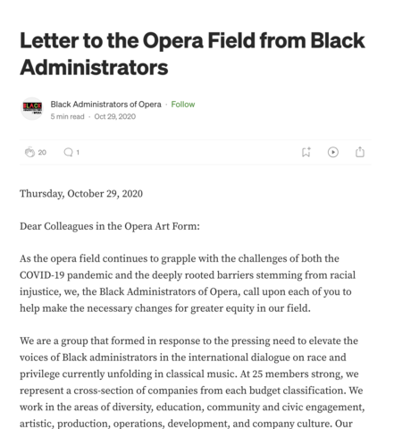 A Letter to Afton Battle from the Black Administrators of Opera