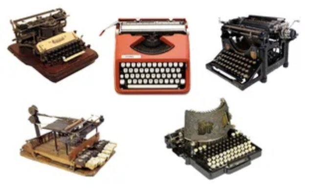 Desarrollo y mejora de la máquina de escribir por varios inventores a finales del siglo XIX.