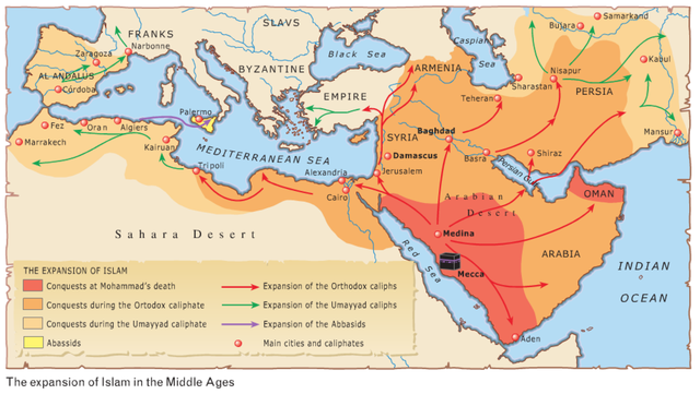 Islamic Conquests by 750 A.D.