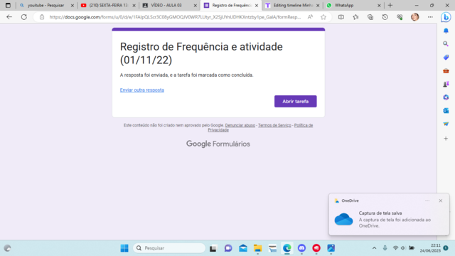 Registro de atividades da aula 3