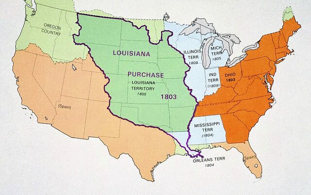 The U.S. purchases Louisiana with France