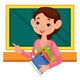 Cartoon teacher school free vector