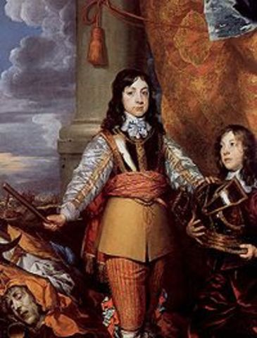 Carlos II regresa del exilio el 23 de mayo y el 29 de mayo llega a Londres y accede al trono.