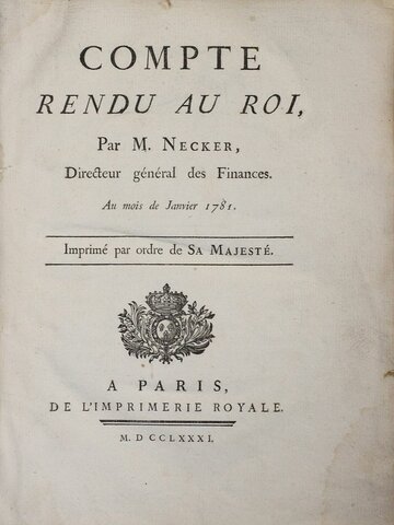 The Compte rendu au Roi was published