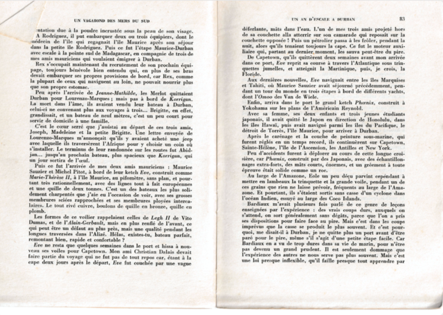 Rencontre entre B.Moitessier, Michel Pitot & Mico Sauzier dans EVE à Durban