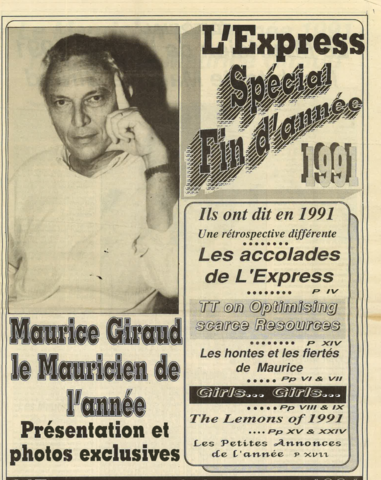 Parution L'express_ le Mauricien de l'année_Mico Giraud