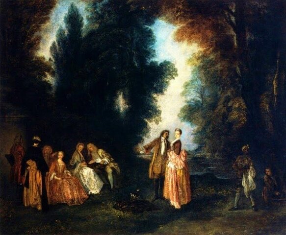 Conversazione all'aperto di WATTEAU