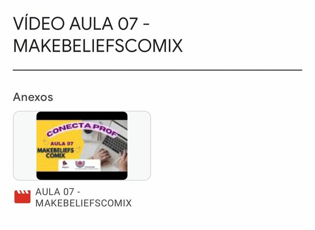 Participação Conecta Profe *Aula MAKEBELIEFSCOMIX