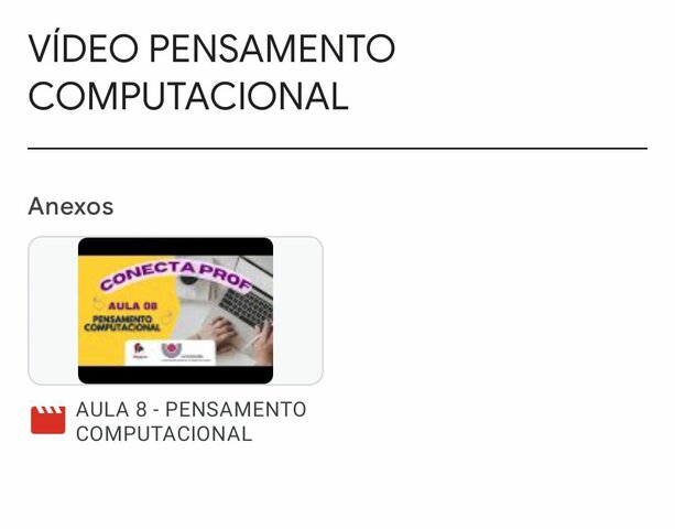 Participação Conecta Profe *Aula Pensamento Computacional