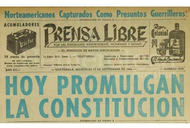 Promulgación de la Constitución Política de la República de Guatemala