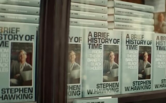 Stephen publicando "Breve historia del tiempo"]