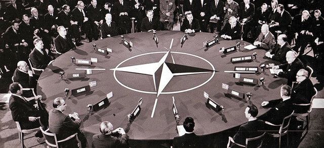Creation of NATO to deter any aggression from the Soviet bloc