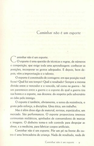 Caminhar, uma filosofia - Capítulo: Caminhar não é um esporte