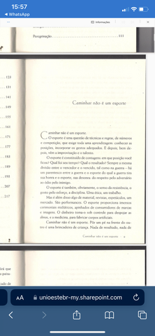 Capítulo: Caminhar não é um esporte