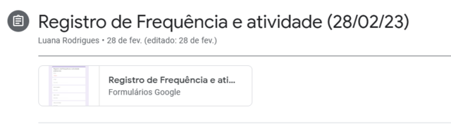 Registro de presença e atividade - AULA 9