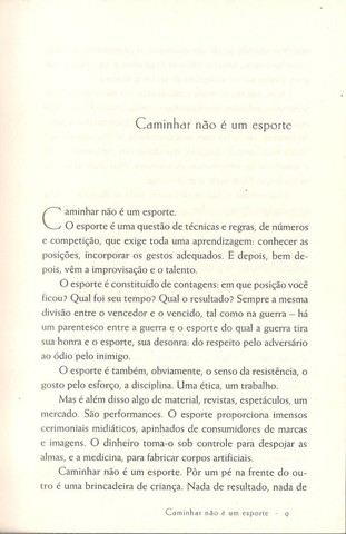 Livro "Caminhar, uma filosofia" Capítulo - Caminhar não é um esporte