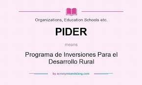 Creación del Programa de Inversiones Públicas para el Desarrollo Rural (PIDER).