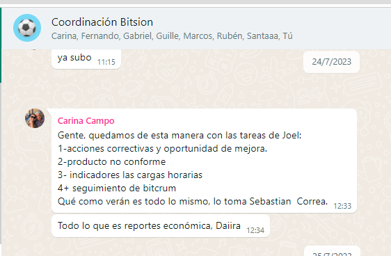 Personal distribucion de tareas de Joel