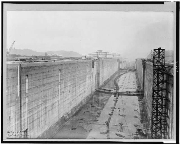 Looking through locks before gates were placed, Panama Canal Zone