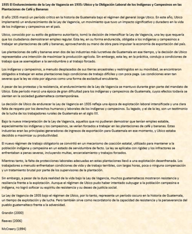 1935 El Endurecimiento de la Ley de Vagancia en 1935: Ubico y la Obligación Laboral de los Indígenas y Campesinos en las Plantaciones de Café y Bananas