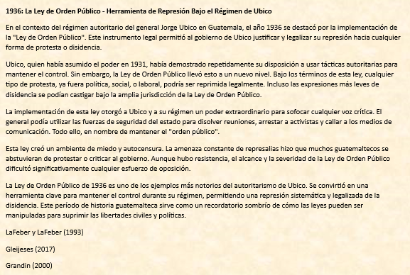 1936: La Ley de Orden Público - Herramienta de Represión Bajo el Régimen de Ubico