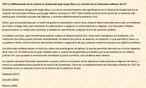 1937 La Militarización de la Justicia en Guatemala bajo Jorge Ubico: La creación de los tribunales militares del 37