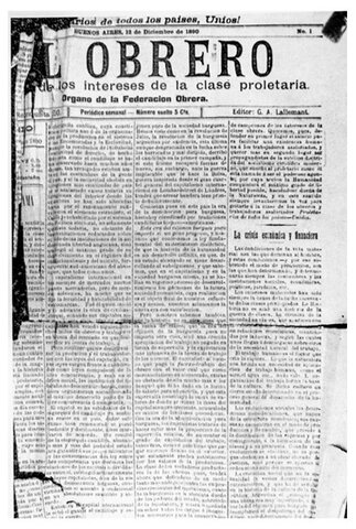 Aparece diario obrero "El Trabajo"