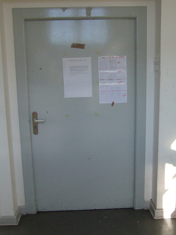 Sherry hits Josh with a door.