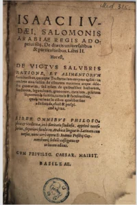 First book on Dietetics written by Isaac Judaeus
