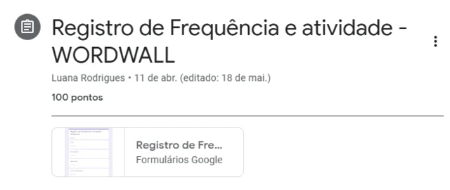 Atividade e registro de presença - aula 11