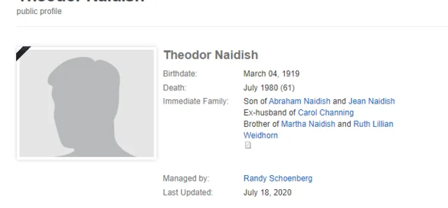 Carol Channing marries her first husband - Theodore Naidish