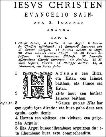 Joanes Leizarragak "Testamentu Berria" argitaratu Arroxelan.