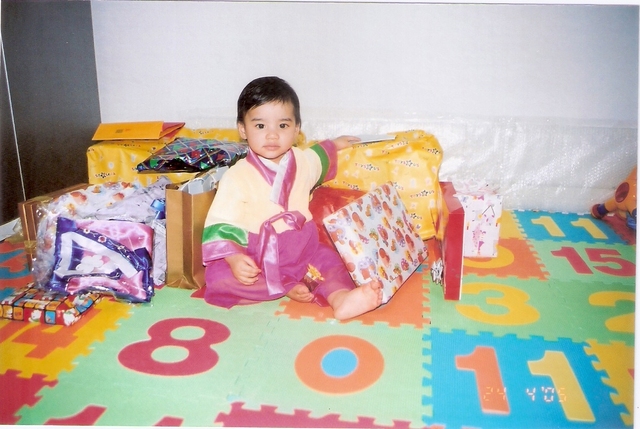 Receiving birthday presents in my one year old birthday