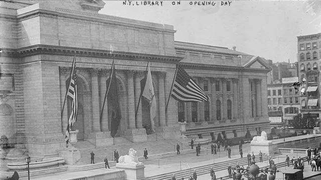 The New York Public Library opens its doors to the public.