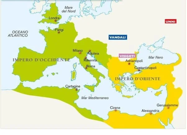 Divisione dell'Impero in Oriente e Occidente
