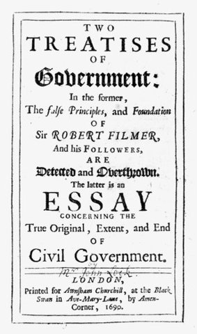 The Two Treatises of Government is published anonymously by John Locke