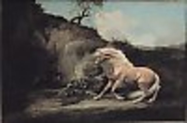 (Art) Romanticism-Horse Frightened by a Lion