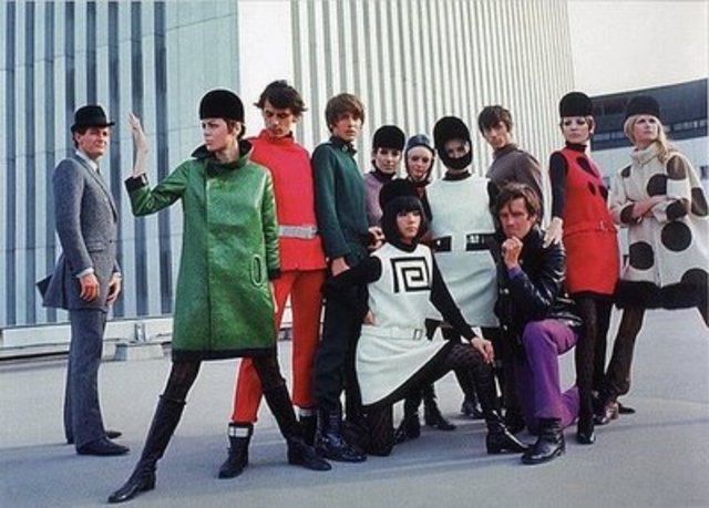 Space age clothing becomes popular.