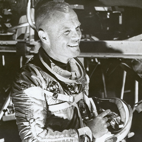 Astronaut John Glenn circles the Earth