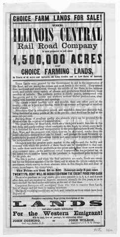 Illinois Centrail Rail Road Company 1,500,000 Acres For Sale