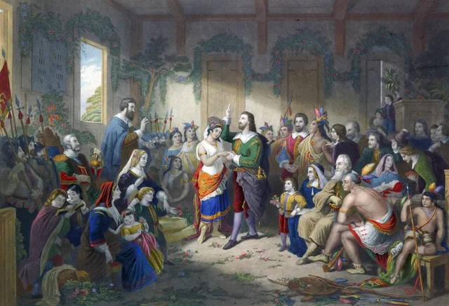 Pocahontas y John Rolfe se casan