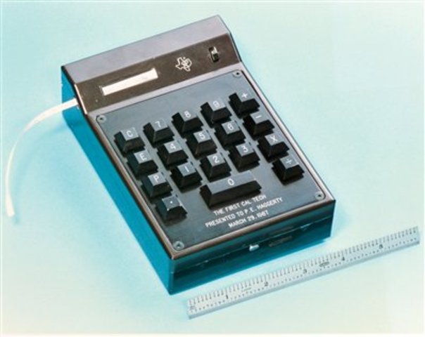 The first handheld calculator invented.