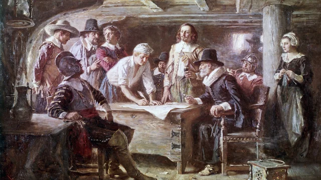 Mayflower Compact and arrival of Pilgrims