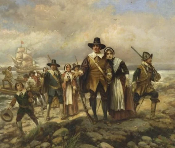 Pilgrims land in Plymouth