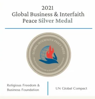 Awarded a silver medal from the Business & Interfaith Peace Award